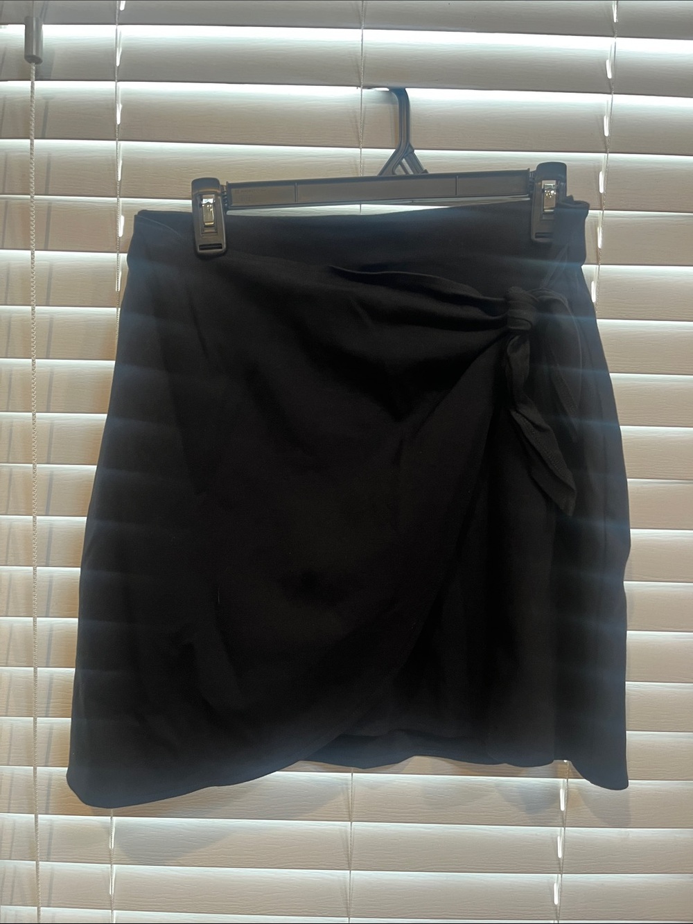 Black Wrap-Front Women's Skirt with Side Tie